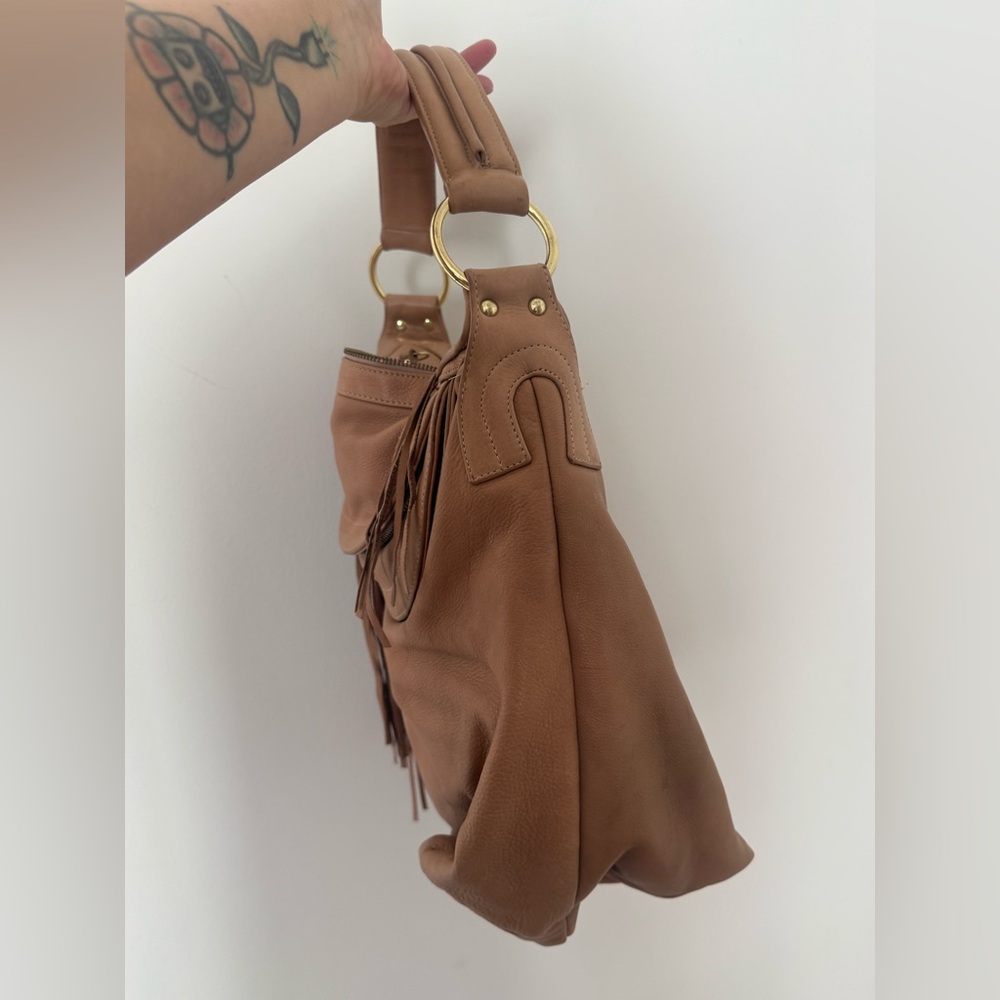 BULGA Large Tassel Soft Pebbled Leather Multi Compartment Hobo Bag - Picture 14 of 16